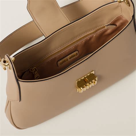 miu miu bag hobo|Sand Beige Leather Hobo Bag .